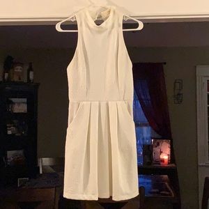 White high neck cocktail dress
